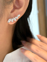 Load image into Gallery viewer, LUOWEND 18K White Gold Natural Diamond Earrings for Women