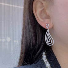 Load image into Gallery viewer, LUOWEND 18K White Gold Real Natural Diamond Drop Earrings for Women