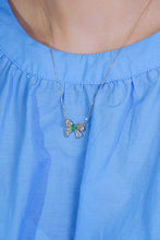 Load image into Gallery viewer, LUOWEND 18K Yellow Gold Real Natural Emerald and Diamond Gemstone Necklace for Women