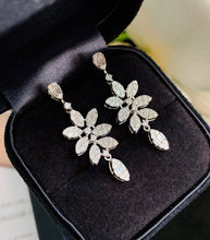 Load image into Gallery viewer, LUOWEND 18K White Gold Real Natural Diamond Drop Earrings for Women