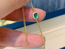 Load image into Gallery viewer, LUOWEND 18K Yellow Gold Natural Emerald Bracelet for Women