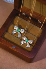 Load image into Gallery viewer, LUOWEND 18K Yellow Gold Real Natural Emerald and Diamond Gemstone Necklace for Women