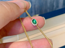 Load image into Gallery viewer, LUOWEND 18K Yellow Gold Natural Emerald Bracelet for Women