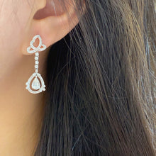 Load image into Gallery viewer, LUOWEND 18K White Gold Real Natural Diamond Drop Earrings for Women