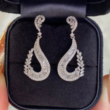 Load image into Gallery viewer, LUOWEND 18K White Gold Real Natural Diamond Drop Earrings for Women