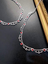 Load image into Gallery viewer, LUOWEND 18K White Gold Real Natural Diamond and Ruby Necklace for Women