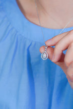 Load image into Gallery viewer, LUOWEND 18K White Gold Real Natural Diamond Pendant Necklace for Women