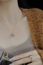 Load image into Gallery viewer, LUOWEND 18K Yellow Gold Real Natural Sapphire Necklace for Women