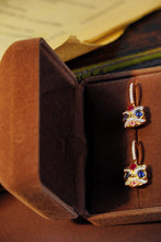 Load image into Gallery viewer, LUOWEND 18K Yellow Gold Real Natural Gemstone Hoop Earrings for Women