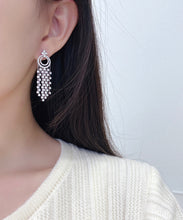 Load image into Gallery viewer, LUOWEND 18K White Gold Real Natural Diamond Drop Earrings for Women