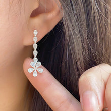 Load image into Gallery viewer, LUOWEND 18K White Gold Real Natural Diamond Drop Earrings for Women