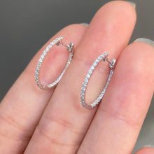 Load image into Gallery viewer, LUOWEND 18K White Gold Real Natural Diamond Hoop Earrings for Women