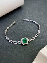 Load image into Gallery viewer, LUOWEND 18K White Gold Real Natural Diamond and Emerald Ring for Women