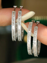 Load image into Gallery viewer, LUOWEND 18K White Gold Natural Diamond Earrings for Women