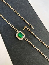 Load image into Gallery viewer, LUOWEND 18K Yellow Gold Real Natural Diamond and Emerald Necklace for Women