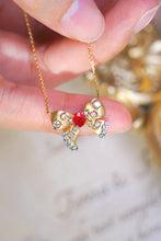 Load image into Gallery viewer, LUOWEND 18K Yellow Gold Real Natural Ruby and Diamond Gemstone Necklace for Women