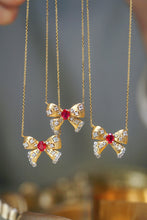 Load image into Gallery viewer, LUOWEND 18K Yellow Gold Real Natural Ruby and Diamond Gemstone Necklace for Women
