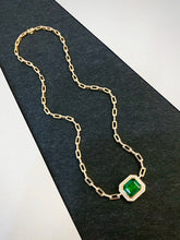 Load image into Gallery viewer, LUOWEND 18K Yellow Gold Real Natural Diamond and Emerald Necklace for Women