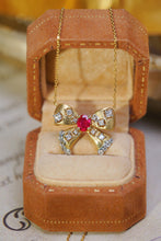 Load image into Gallery viewer, LUOWEND 18K Yellow Gold Real Natural Ruby and Diamond Gemstone Necklace for Women