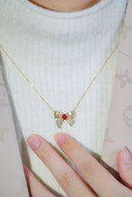 Load image into Gallery viewer, LUOWEND 18K Yellow Gold Real Natural Ruby and Diamond Gemstone Necklace for Women