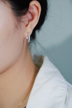 Load image into Gallery viewer, LUOWEND 18K White Gold Real Natural Diamond Hoop Earrings for Women