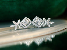 Load image into Gallery viewer, LUOWEND 18K White Gold Natural Diamond Earrings for Women