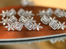 Load image into Gallery viewer, LUOWEND 18K White Gold Natural Diamond Earrings for Women