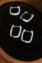Load image into Gallery viewer, LUOWEND 18K White Gold Real Natural Diamond Hoop Earrings for Women