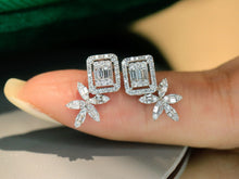 Load image into Gallery viewer, LUOWEND 18K White Gold Natural Diamond Earrings for Women