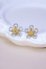 Load image into Gallery viewer, LUOWEND 18K White Gold Real Natural Yellow Diamond Stud Earrings for Women
