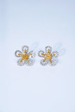 Load image into Gallery viewer, LUOWEND 18K White Gold Real Natural Yellow Diamond Stud Earrings for Women