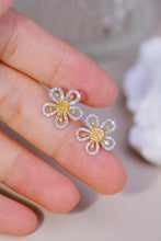 Load image into Gallery viewer, LUOWEND 18K White Gold Real Natural Yellow Diamond Stud Earrings for Women