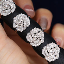 Load image into Gallery viewer, LUOWEND 18K White Gold Real Natural Diamond Ring for Women
