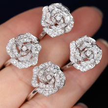 Load image into Gallery viewer, LUOWEND 18K White Gold Real Natural Diamond Ring for Women