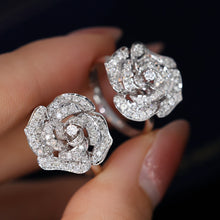 Load image into Gallery viewer, LUOWEND 18K White Gold Real Natural Diamond Ring for Women