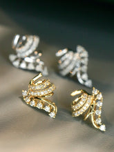 Load image into Gallery viewer, LUOWEND 18K White or Yellow Gold Natural Diamond Earrings for Women