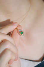 Load image into Gallery viewer, LUOWEND 18K Yellow Gold Real Natural Emerald and Diamond Gemstone Necklace for Women