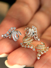 Load image into Gallery viewer, LUOWEND 18K White or Yellow Gold Natural Diamond Earrings for Women