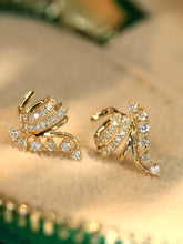 Load image into Gallery viewer, LUOWEND 18K White or Yellow Gold Natural Diamond Earrings for Women