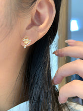 Load image into Gallery viewer, LUOWEND 18K White or Yellow Gold Natural Diamond Earrings for Women