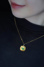Load image into Gallery viewer, LUOWEND 18K Yellow Gold Real Natural Emerald and Diamond Gemstone Necklace for Women