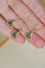 Load image into Gallery viewer, LUOWEND 18K Yellow Gold Real Natural Emerald and Diamond Gemstone Necklace for Women
