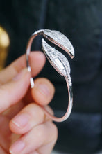 Load image into Gallery viewer, LUOWEND 18K White Gold Fine Jewelry Real Natural Diamond Bangle for Women