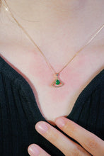 Load image into Gallery viewer, LUOWEND 18K Yellow Gold Real Natural Emerald and Diamond Gemstone Necklace for Women