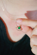 Load image into Gallery viewer, LUOWEND 18K Yellow Gold Real Natural Emerald and Diamond Gemstone Necklace for Women