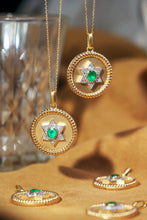 Load image into Gallery viewer, LUOWEND 18K White and Yellow Gold Real Natural Emerald and Diamond Gemstone Necklace for Women