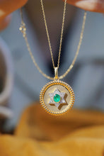 Load image into Gallery viewer, LUOWEND 18K White and Yellow Gold Real Natural Emerald and Diamond Gemstone Necklace for Women