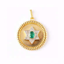 Load image into Gallery viewer, LUOWEND 18K White and Yellow Gold Real Natural Emerald and Diamond Gemstone Necklace for Women