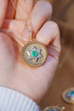 Load image into Gallery viewer, LUOWEND 18K White and Yellow Gold Real Natural Emerald and Diamond Gemstone Necklace for Women