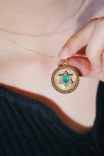 Load image into Gallery viewer, LUOWEND 18K White and Yellow Gold Real Natural Emerald and Diamond Gemstone Necklace for Women